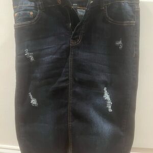!it jeans Dark Blue Distressed Pencil Skirt